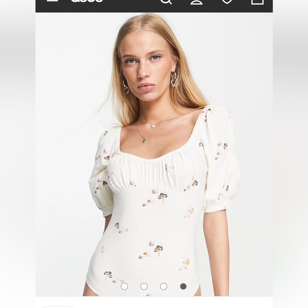 Free People Play Date bodice style bodysuit in ivory - Picture 6 of 12